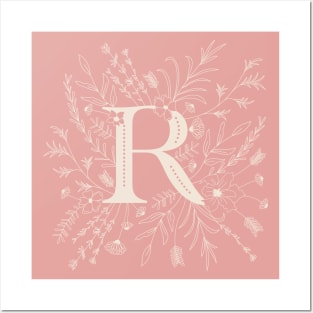 Botanical Letter R (Hibiscus Pink) Posters and Art